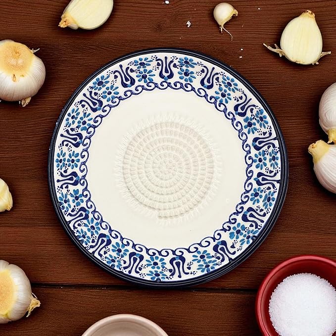Ceramic Grater Bowl, Garlice Grater Plate, Handmade Ginger Grater, Mincer Bowl for Cheese &Vegetables, Ceramic Decorative Mincer, Hand Dish for Garlic (Sultans Dream)