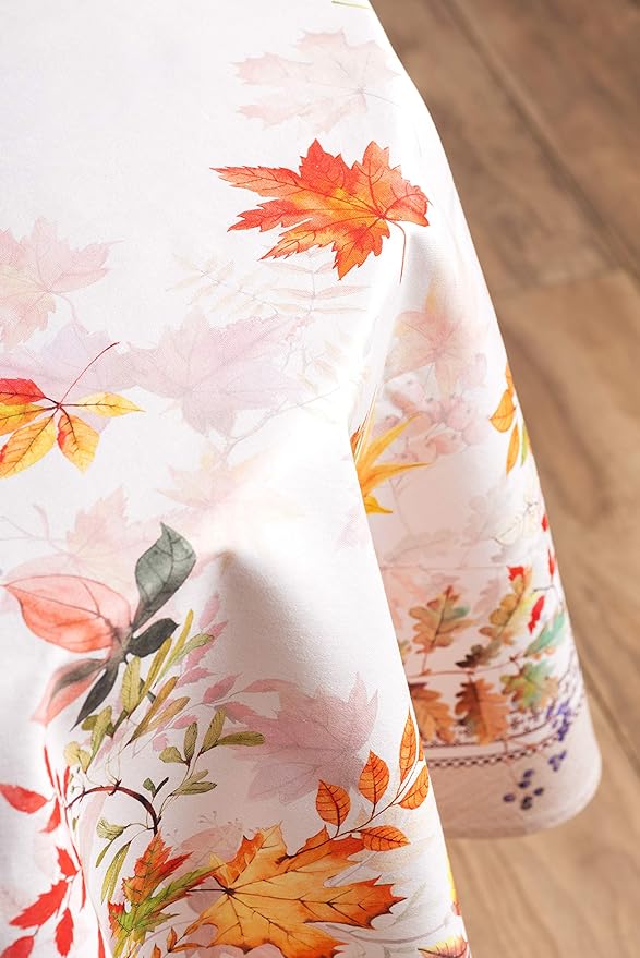 Maison d' Hermine Table Cloth Round Table 100% Cotton 63 Inches Fall Tablecloth Reusable Everyday Use for Thanksgiving Christmas Decorations Dining Farmhouse Party (Amarante)