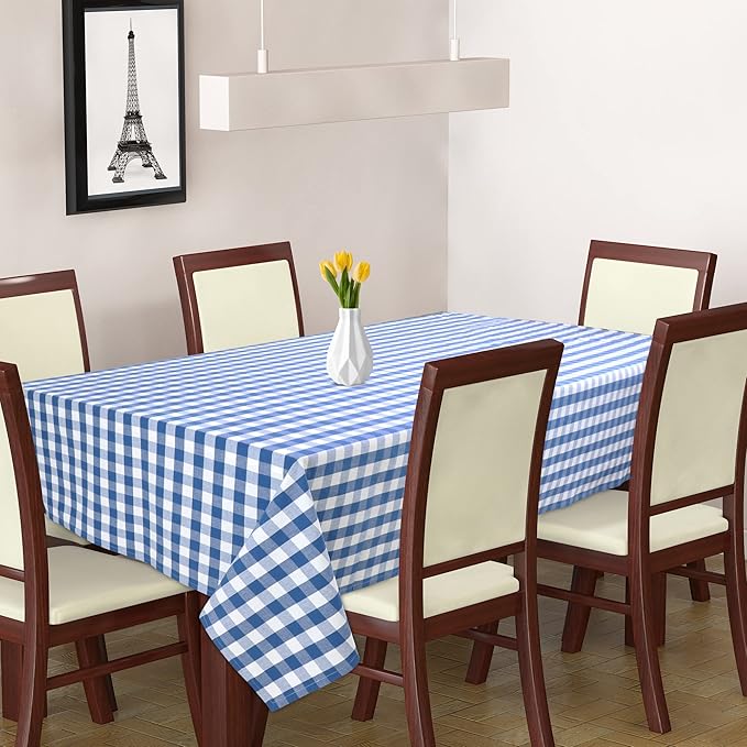 Urban Villa Tablecloth Buffalo Check Table Cloth Tabletop Cover Kitchen Dining Tablecloth 100% Cotton Great Parties Wedding Holiday Dinner Blue/White Rectangle 60X84 Inches 6-8 Seats Table Cloth