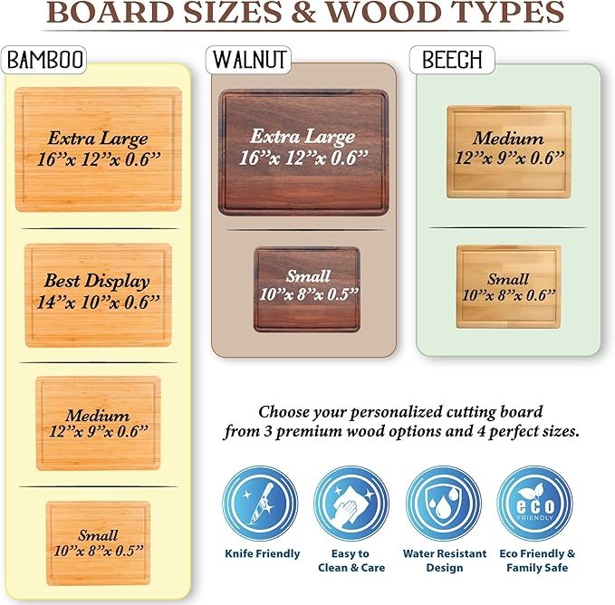 Personalized Cutting Board – Custom Engraved Wood Cutting Board for Couples, Wedding, Anniversary, Christmas, Housewarming, Valentine Day Gifts – Meaningful Gift for Mom, Dad, Parents & Grandpa