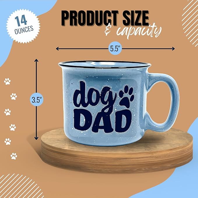 Dog Mom and Dog Dad - Cute Funny 15 oz Coffee Mug Gift Set for Dog Lovers, Dog Parents - Fur Mama - Unique Fun Gifts for Pet Lovers - Large Sturdy Ceramic Travel Coffee Cups & Mugs with Quotes