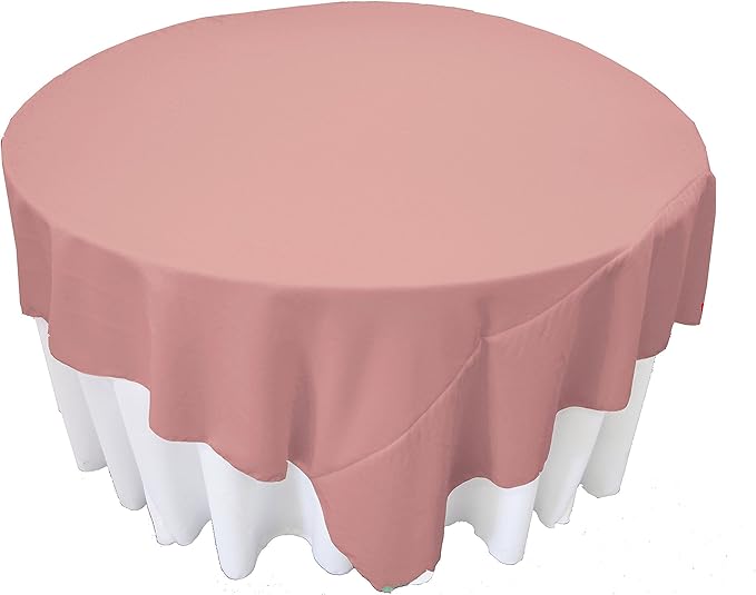 LA Linen Polyester Poplin Washable Square Tablecloth,Stain and Wrinkle Resistant Table Cover 90x90,Fabric Table Cloth for Dinning,Kitchen,Party,Holiday 90 by 90-Inch,Dusty Rose,TCpop90x90_RoseP79