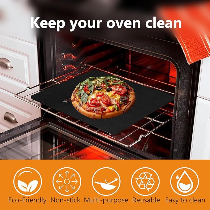 UBeesize 2 Pack XL Thickened Oven Liners for Bottom of Oven, Reusable 17x25 Inch Heavy Duty Non Stick Teflon Oven Mats BPA & PFOA Free, Fit Electric Gas Toaster Convection Microwave Ovens Grills