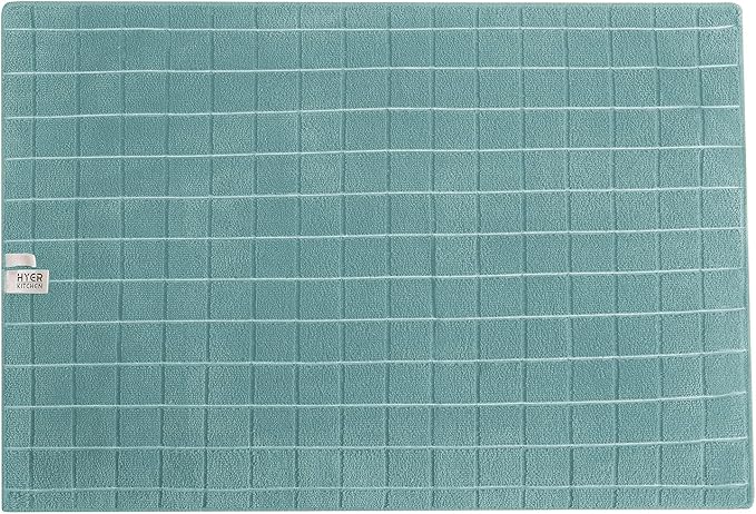 Microfiber Dish Towels - Soft, Super Absorbent and Lint Free Kitchen Towels - 8 Pack (Lattice Designed Lake Blue Colors) - 26 x 18 Inch