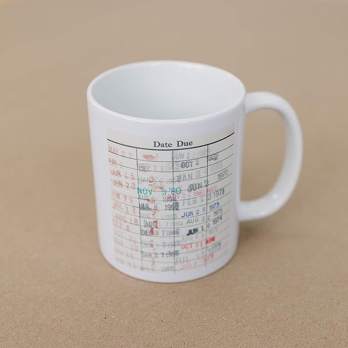 Joyful Moose Library Due Date Card Coffee Mug - Gift for readers, librarians