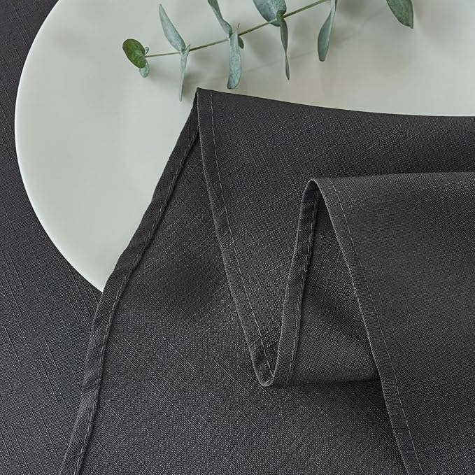 maxmill Round Linen Looking Textured Tablecloth Spill-Proof Wrinkle Free Soft Jacquard Table Cloth for Circular Table Cover, for Dining Room Buffet Banquet Parties Holiday Dinner, 70 Inch Charcoal