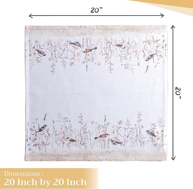 Maison d' Hermine Cloth Napkins Set of 4 100% Cotton Everyday Reusable Square Napkins Cloth Washable Dinner Wedding Valentines Day Decorations Spring/Summer (Meadow Florals - Brown, 20" x 20")