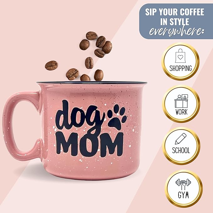 Cute Funny Large 15 oz Coffee Mug for Dog Lovers - Dog Mom, Dog Dad, Fur Mama - Unique Fun Gifts for Her, Dad, Mom, Sister, Teacher, Coworkers - Coffee Cups & Mugs with Quotes
