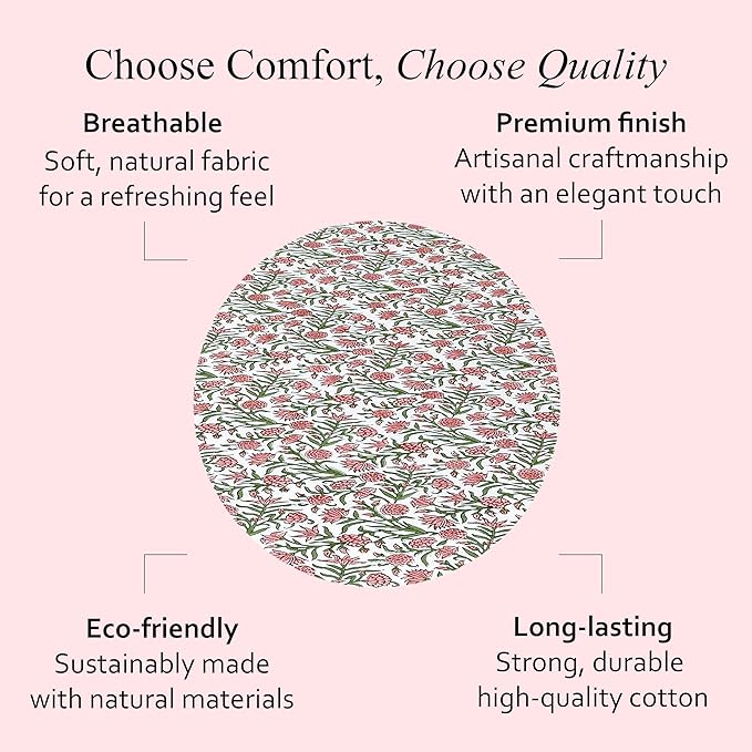 CPC Round Tablecloth- Cotton Indian Block Print Tablecloth -Handmade Printed Washable Cotton Table Cloth - Spring/Summer, Wedding Table Cover - Red Garnet 110 Inches
