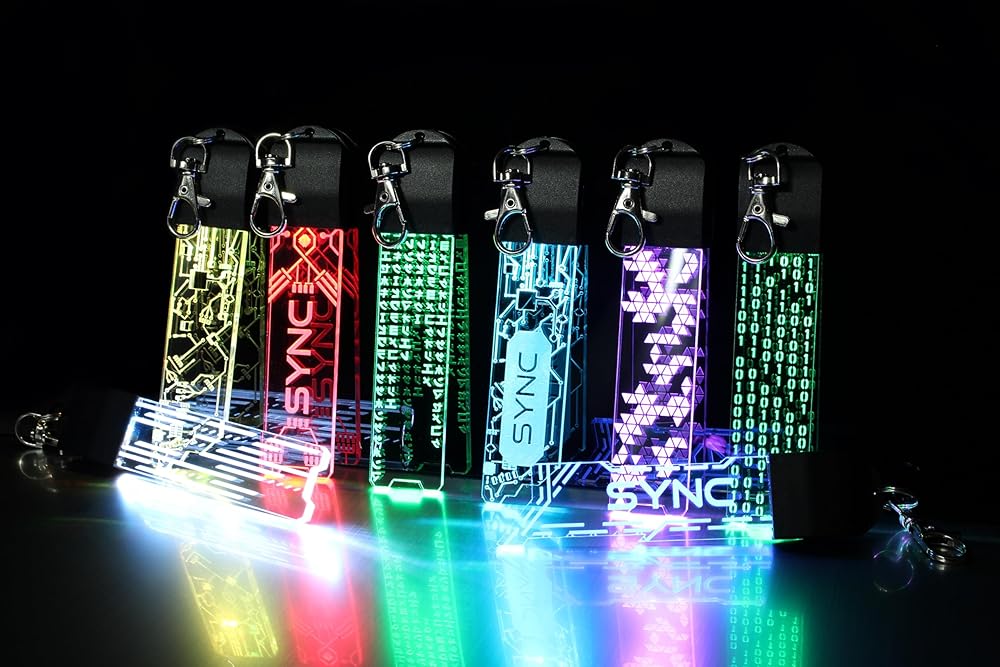 Futuristic Cyber LED Keychain | Different Designs - Circuit Board, Green Code, Binary Code, Personalised | Gift For Programmer Gamer