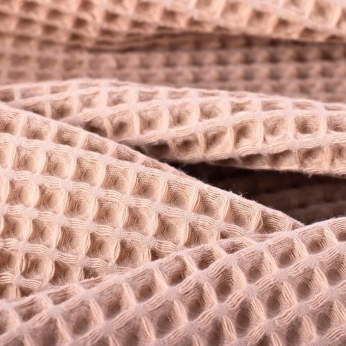 PÜSKÜL Waffle Kitchen & Hand Towel Organic 100% Turkish Cotton Set of 3 Beige - Premium Quality, Soft, Quick-Dry, Absorbent, Lint-Free Waffle Weave Towels 32X16 Inches (3, Beige)