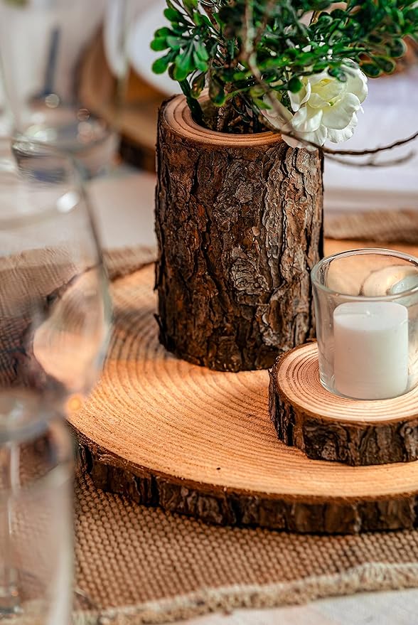 Set of 10 Large Wood Slices (11-13”) – Rustic Wooden Rounds for Wedding Centerpieces, Event Decor, and Table Centerpieces