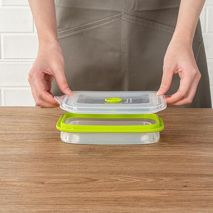 Restaurantware-Fresh Hero 32.3 Ounce Storage Containers, 1 Durable Airtight Food Containers - Microwavable, Freezable, Green Silicone, Collapsible, Dishwashable, With Vented Lids