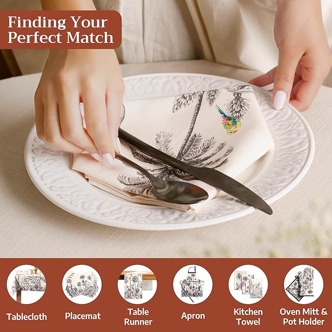 Maison d' Hermine Cloth Napkins Set of 4 100% Cotton for Thanksgiving Christmas Decorations Everyday Reusable Square Fall Napkins Cloth Washable Dinner Party (Amazonia, 20"x20")
