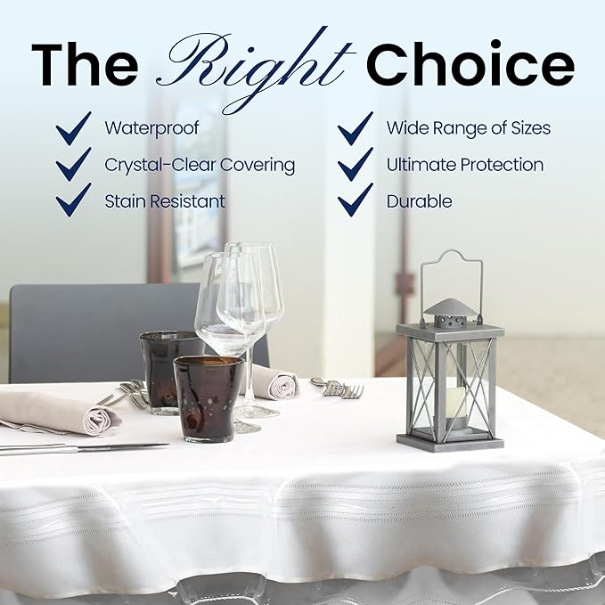 BRODER MFG. INC. Tablecloth Protector Crystal Clear Vinyl (60"x108" Oval) | Thick, Durable Clear Table/Tablecloth Protector | Perfect for Parties, Special Occasions, Gatherings, and Everyday Use