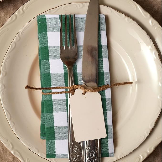 Urban Villa Cloth Napkins Set of 12 20x20 Inches 100% Cotton Napkins Cloth Washable Soft Durable Reusable Absorbent Table Dinner Napkins Cloth for Hotel Lunch Restaurant Weddings Parties- Hunter White