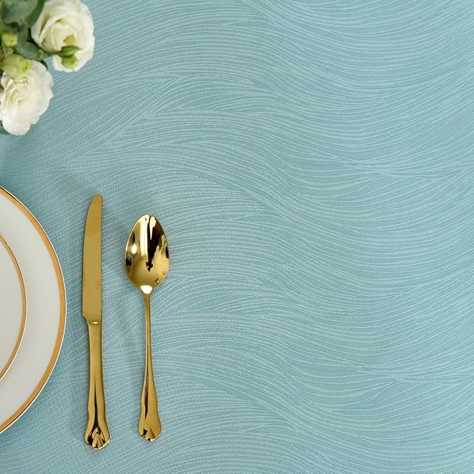 maxmill Jacquard Tablecloth Swirl Design Water Resistance Antiwrinkle Spillproof Heavy Weight Soft Table Cloth for Buffet Banquet Parties Event Holiday Dinner Square 52 x 52 Inch Turquoise