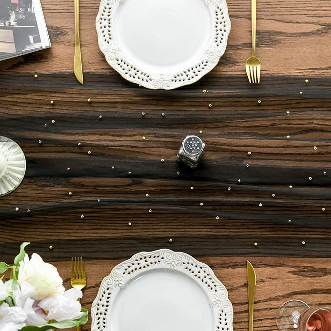 Artoid Mode 3PCS Pearl Black Gauze Table Runner 120 Inch 10FT, Seasonal Sheer Dining Holiday Wedding Birthday Baby Shower Table Decor for Home Party