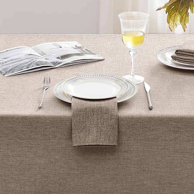 Softalker Small Rectangular Tablecloths 70x52 Inch Brown Linen Textured Outdoor Table Cloth Stain and Wrinkle Resistant Table Cover for Spring,Easter,Summer,Party,Garden,Coffee Modern Decor Tabletop