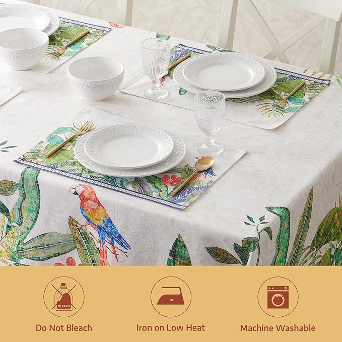 Maison d' Hermine Premium Table Cloth Rectangle Table 100% Combed Cotton 90 x 70 Inches Tablecloth Reusable Decorative for Dining Room, Farmhouse, Home, Party, Festive & Wedding - Mosaic