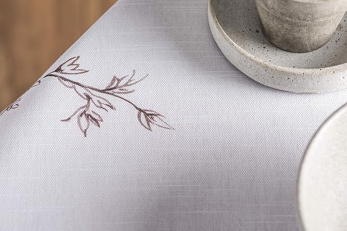 Maison d' Hermine Table Cloth Round Table 100% Cotton 63 Round Inches Tablecloth Reusable Decorative for Dining Room Farmhouse Home Valentines Day Decorations Spring Summer - Meadow Florals - Brown