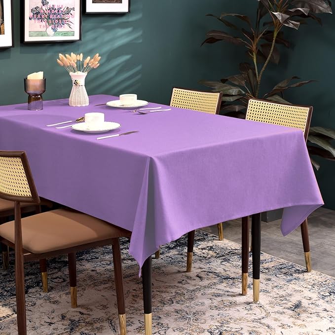 BALCONY & FALCON Table Cloth for 6 Foot Rectangle Tables – Waterproof, Wrinkle-Free Farmhouse Tablecloth for Dining, Kitchen, Wedding, Baby Shower & Spring Holiday Gatherings (Lavender, 57" x 118")