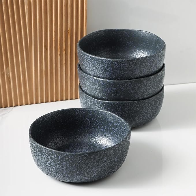 Stone Lain Stoneware Dish Set, 4 Bowls, Tom - Gray and Blue