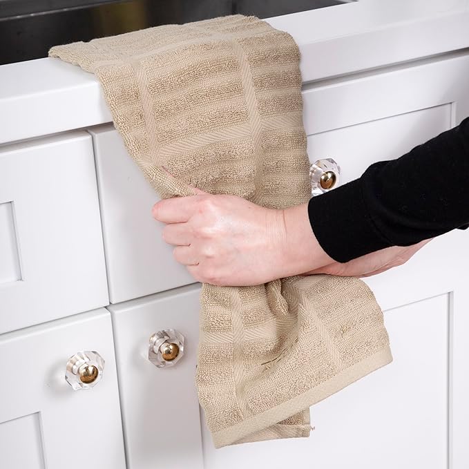 All-Clad Solid Kitchen Towel: Highly Absorbent, Super Soft Long Lasting - 100% Cotton, 17"x30" Tea Towel for Cleaning & Drying Dishes, Pans, Glassware, or Countertops, (1-Pack), Cappuccino