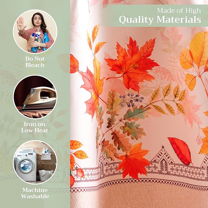Maison d' Hermine Table Cloth Round Table 100% Cotton 63 Inches Fall Tablecloth Reusable Everyday Use for Thanksgiving Christmas Decorations Dining Farmhouse Party (Amarante)