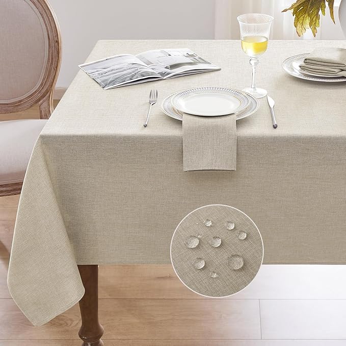 Softalker Large Tablecloths Rectangular 120 x 60 inch Linen Textured Table Cloth Outdoor Waterproof, Stain and Wrinkle Resistant,Sage Green Table Cloths for 6/8 Foot Rectangle Tables Decor for Spring