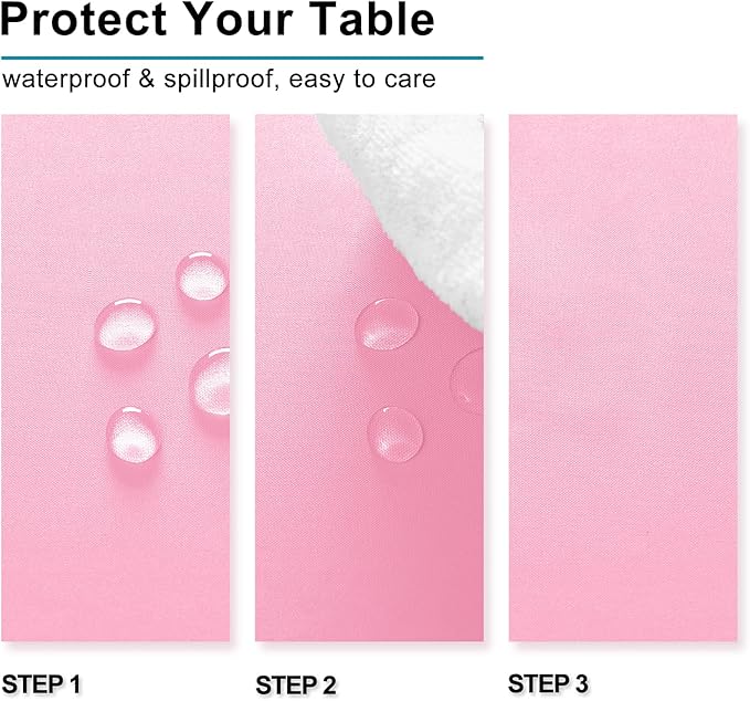 Hiasan Small Tablecloth for Square Tables - Waterproof and Spillproof Washable Fabric Table Cloth Dining, Spring Party, Outdoor Picnic (Pink, 40 x 40 Inch)