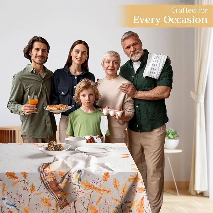 Maison d' Hermine Table Cloth Rectangle Table 100% Cotton 60 x 90 Inches Fall Tablecloth Reusable Everyday Use for Thanksgiving Christmas Decorations Dining Farmhouse Party (Oak Leaves)