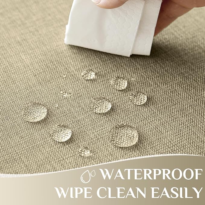 Softalker Small Rectangle Table Cloths 70x52 Inch Khaki Linen Textured Outdoor Table Cloth Stain and Wrinkle Resistant Table Cover for Spring,Easter,Summer,Party,Garden,Coffee Modern Decor Tabletop