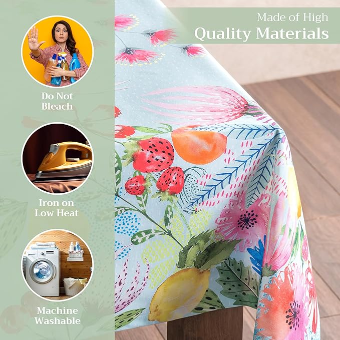 Maison d' Hermine Table Cloth Square Table 100% Cotton 54 x 54 Inches Tablecloth Reusable Decorative for Dining Room Farmhouse Home Valentines Day Decorations Spring Summer - Jardin D'Ete - Mint