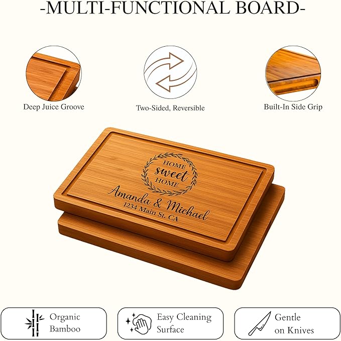 Personalized Housewarming Gifts - New Homeowner Cutting Board Gifts, Real Estate Closing Gift for Client, First Time House Buyers, Home Buyers, New Apartment & Neighbor Realtor, Valentines Day Gifts