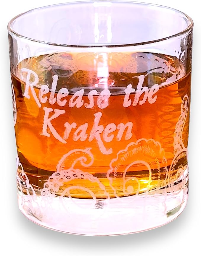 Hip Flask Plus Rocks Glass - Release the Kraken - Double Old Fashioned