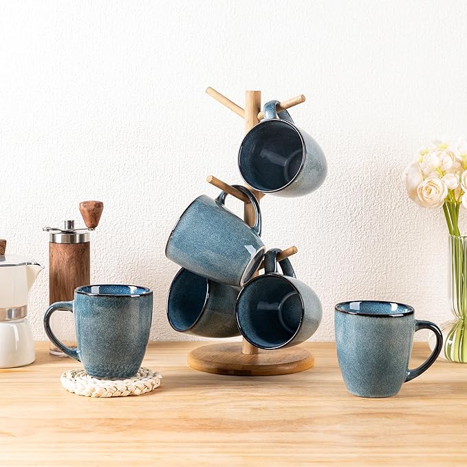 GBHOME Ceramic Coffee Mugs Set of 6, 12oz Stoneware Coffee Mugs Set For Dad Mom Women MEN, Light Weight Coffee Cups for Latte/Tea/Beer/Hot Cocoa, Dishwasher & Microwave Safe
