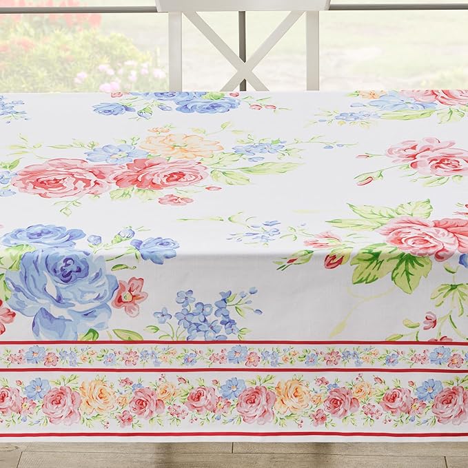 Maison d' Hermine Table Cloth Rectangle Table 100% Cotton 60 x 108 Inches Tablecloth Reusable Decorative for Dining Room Farmhouse Home Valentines Day Decorations Spring Summer - Vintage Floral