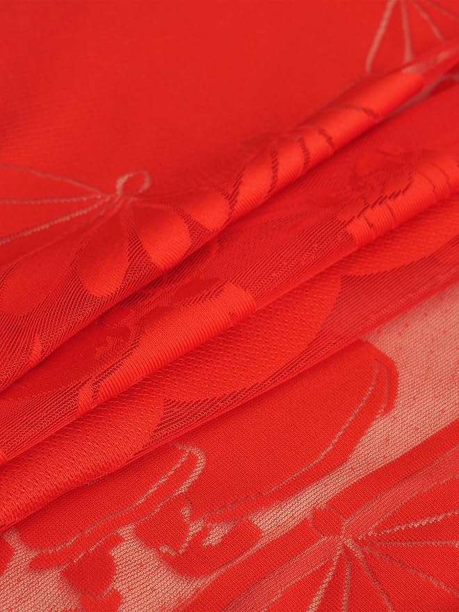 Jayla Christmas Red Lace Tablecloth, Vintage Red Lace Rectangular Tablecloth for Party Picnic Dinner Decor, 60 x 88 Inches