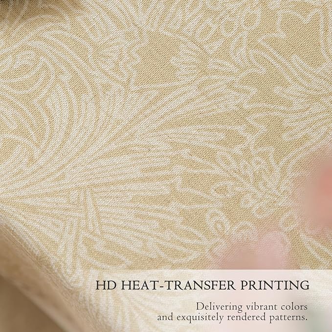 French Linen Tablecloth Rectangular, Vintage Floral Beige Table Cloth, Waterproof Table Cover for Picnic Dining Party Wedding Christmas, Ivory Beige, 67x118''