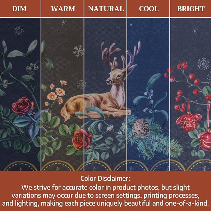 Maison d' Hermine Table Cloth Rectangle Table 100% Cotton 60 x 108 Inches Fall Tablecloth Reusable Everyday Use for Thanksgiving Christmas Decorations Dining Farmhouse Party (Christmas Joy)
