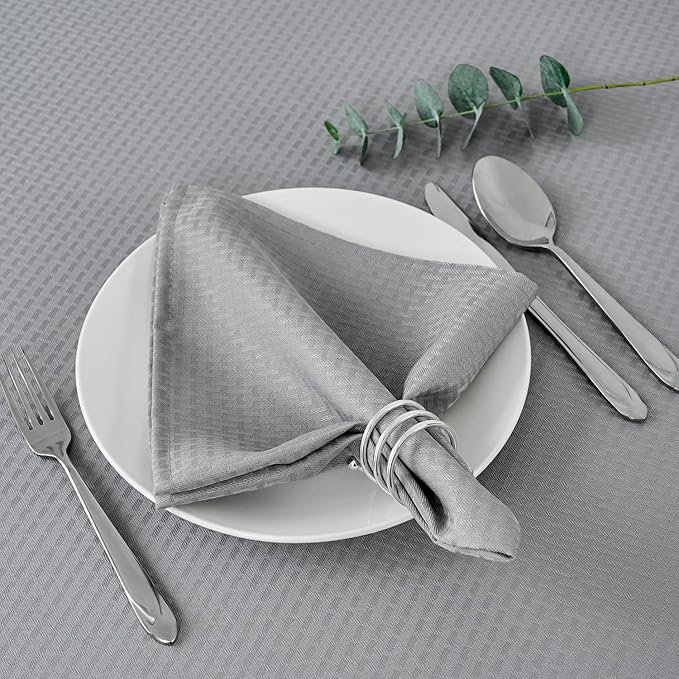 maxmill Cloth Napkins Weaved Texture Pattern Soft Comfortable and Luxury Serviette for Restaurant Family Dinners Weddings Parties and Banquets Set of 4 Pieces, 20 x 20 Inch Light Grey