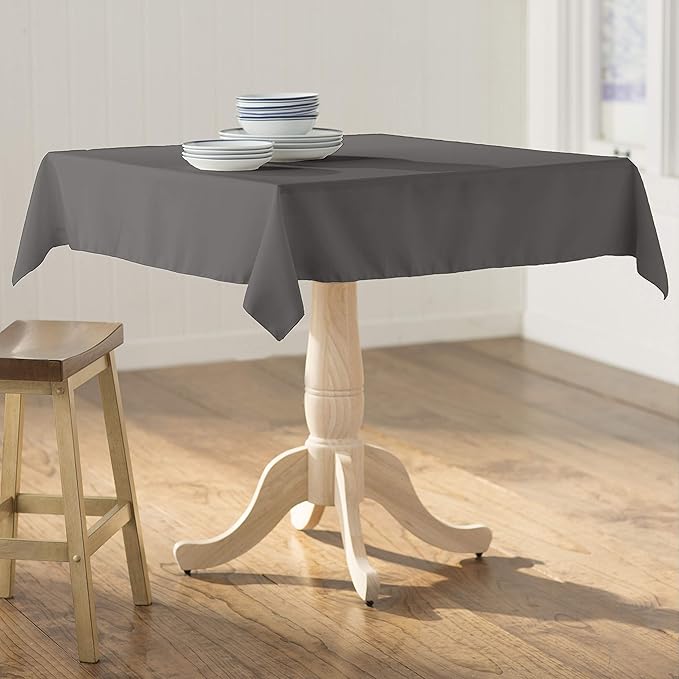 LA Linen Polyester Poplin Washable Square Tablecloth, Stain and Wrinkle Resistant Table Cover 58x58, Fabric Table Cloth for Dinning, Kitchen, Party, Holiday 58 by 58-Inch, Charcoal