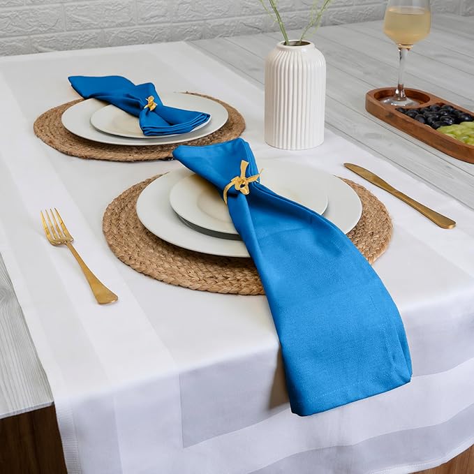 Blue Needles Solid Cloth Napkins Set of 12 Royal Blue 100% Cotton Dinner Napkins 18x18 inches - Soft, Reusable, Absorbent & Washable Linen, Ideal for Wedding Events, Parties & Everyday Use