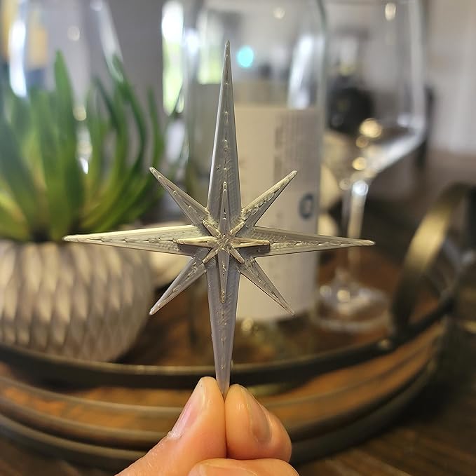 Midcentury Modern Vintage Style Atomic Star Bursts Fridge Magnets Art Refrigerator Kitchen Décor 1960s Retro Stars 50s Home Office MCM (Silver)