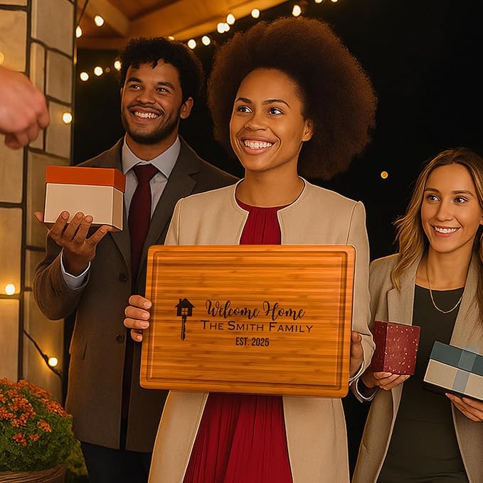 Personalized Housewarming Gifts - New Homeowner Cutting Board Gifts, Real Estate Closing Gift for Client, First Time House Buyers, Home Buyers, New Apartment & Neighbor Realtor, Valentines Day Gifts
