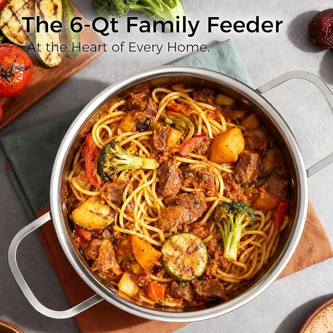 Nonstick Pots and Pans Set, 14 Piece Hybrid Hex Non Stick Stainless Steel Cookware with Frying Pans, Saute Pan, Saucepans & Stock Pot - Induction Compatible, Dishwasher &Oven Safe, PFOA Free