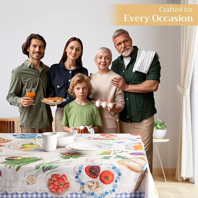 Maison d' Hermine Table Cloth Rectangle Table 100% Cotton 70 x 108 Inches Tablecloth Reusable Decorative for Dining Room Farmhouse Home Valentines Day Decorations Spring Summer - Gourmand