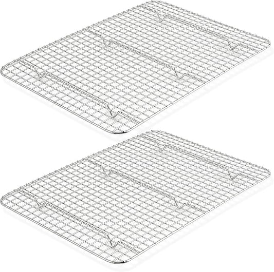 TeamFar Cooling Rack Set of 2, Stainless Steel 16.5’’ x 11.5’’ Baking Rack for Oven Cooking Roasting Grilling, Wire Rack for Cooling Cookies, Fits Half Sheet Pan, Healthy & Heavy Duty, Dishwasher Safe