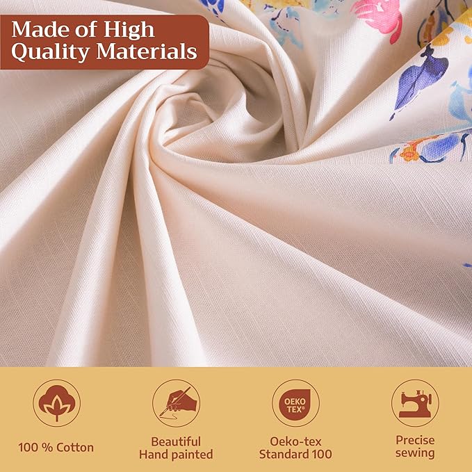 Maison d' Hermine Table Cloth Round Table 100% Cotton 69 Round Inches Tablecloth Reusable Decorative for Dining Room Farmhouse Home Valentines Day Decorations Spring Summer - Girassol